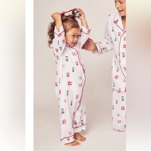 NWTA Petite Plume Kids Holiday Print Pajama Set - White with Red Trim